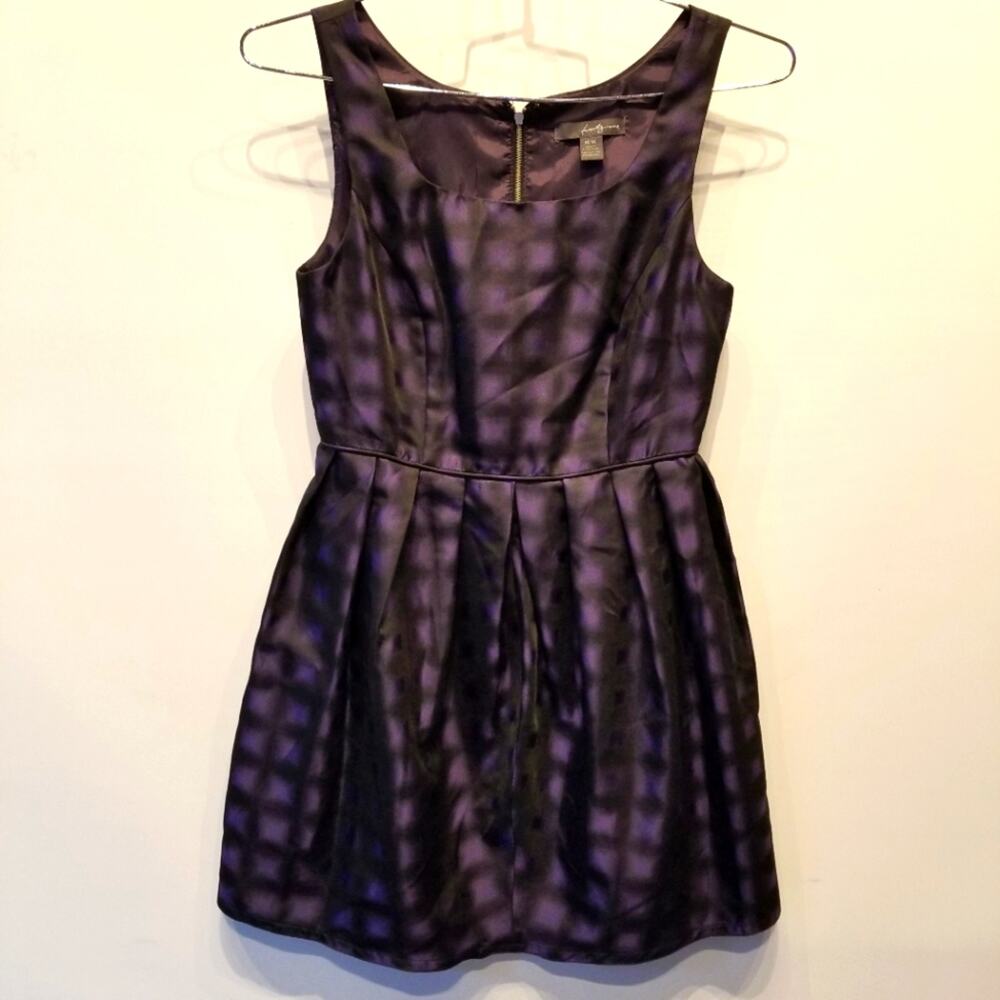 Twenty One Purple Black Satin Dress Sleeveless Fit & Flare Dress Juniors Size M